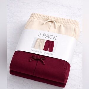 2 Pack Medium Unisex Sweatpants Burgundy and Cream NWOT